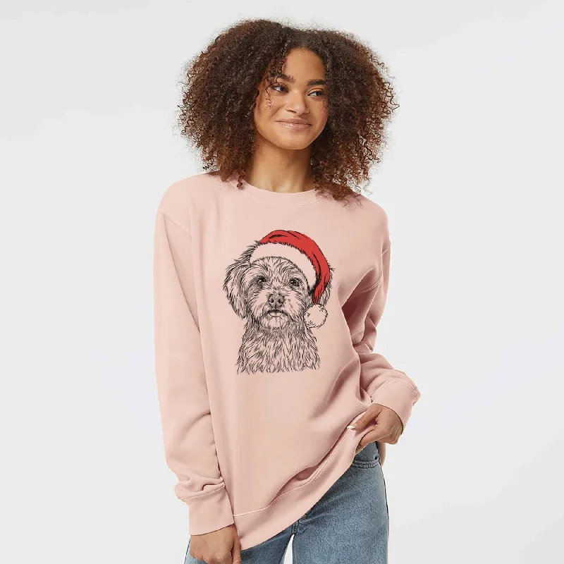 Santa Sammy the Shorkie - Unisex Pigment Dyed Crew Sweatshirt