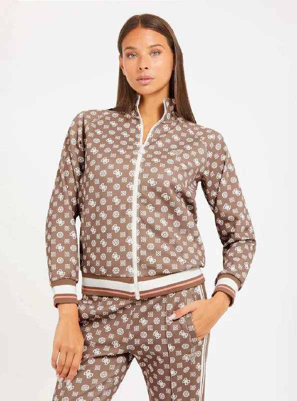 Beige Brown Logo Active Long Sleeve Jumper Fashion Hoodie Sweatshirt