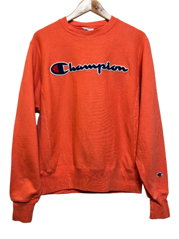 Champion Mens Orange Sweatshirt (Size M) Warm Hoodie Sweatshirt Style