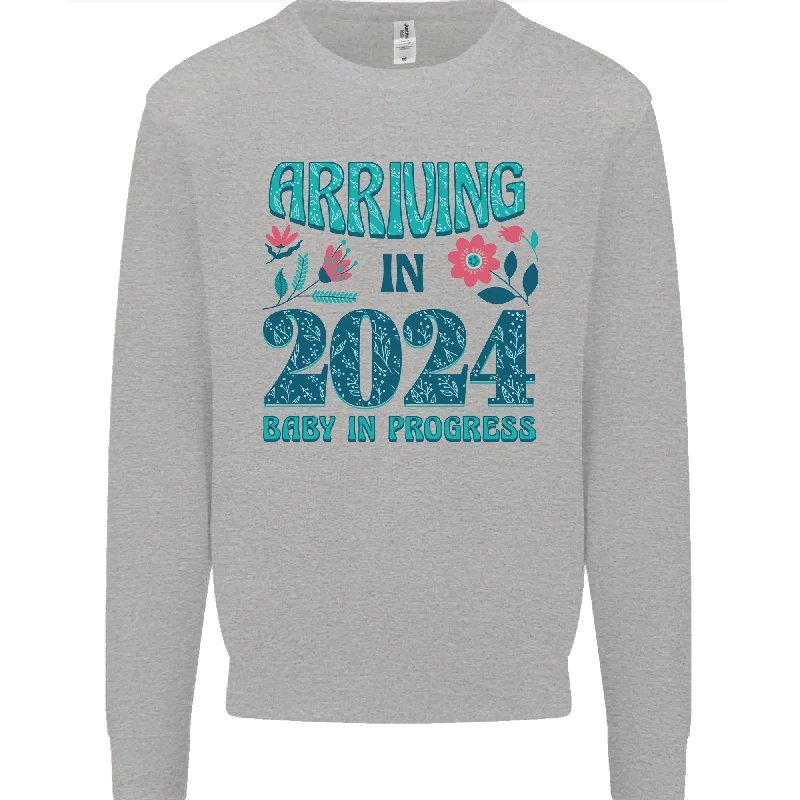 Arriving 2024 New Baby Pregnancy Pregnant Mens Sweatshirt Jumper