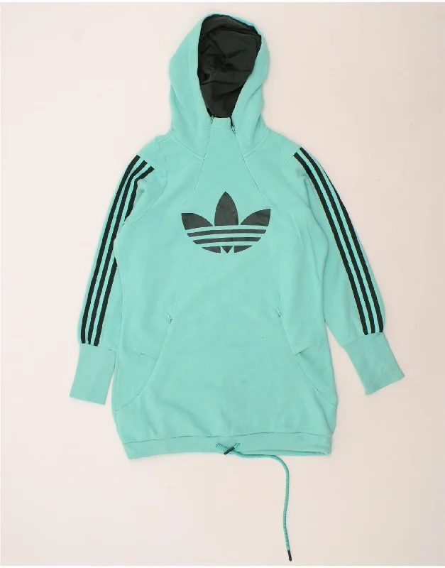 ADIDAS Womens Graphic Hoodie Jumper IT 42 Medium Turquoise Cotton Budget-friendly sweaters ADIDAS Womens Graphic Hoodie Jumper IT 42 Medium Turquoise Cotton Budget-friendly sweaters