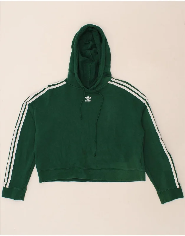 ADIDAS Womens Oversized Crop Hoodie Jumper UK 12 Medium Green Cotton Office sweaters ADIDAS Womens Oversized Crop Hoodie Jumper UK 12 Medium Green Cotton Office sweaters
