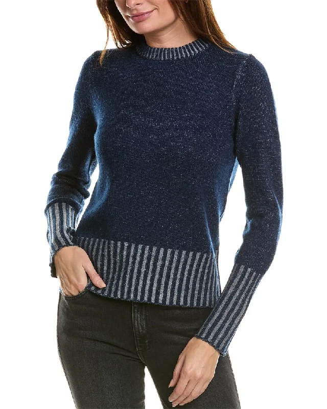 Forte Cashmere Plaited Crewneck Wool & Cashmere-Blend Sweater High-end sweaters