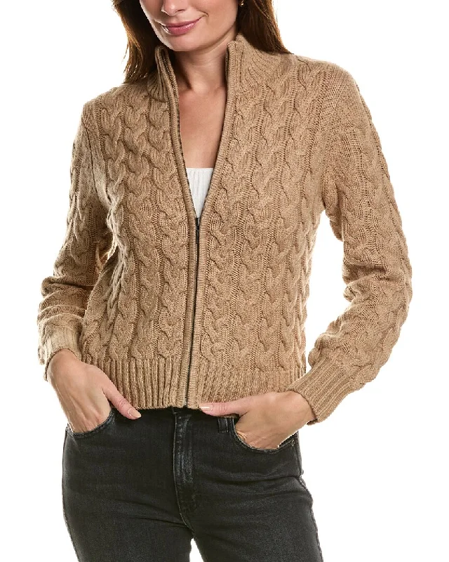Forte Cashmere Cable Zip Mock Wool & Cashmere-Blend Cardigan Comfortable sweaters for all seasons Forte Cashmere Cable Zip Mock Wool & Cashmere-Blend Cardigan Comfortable sweaters for all seasons