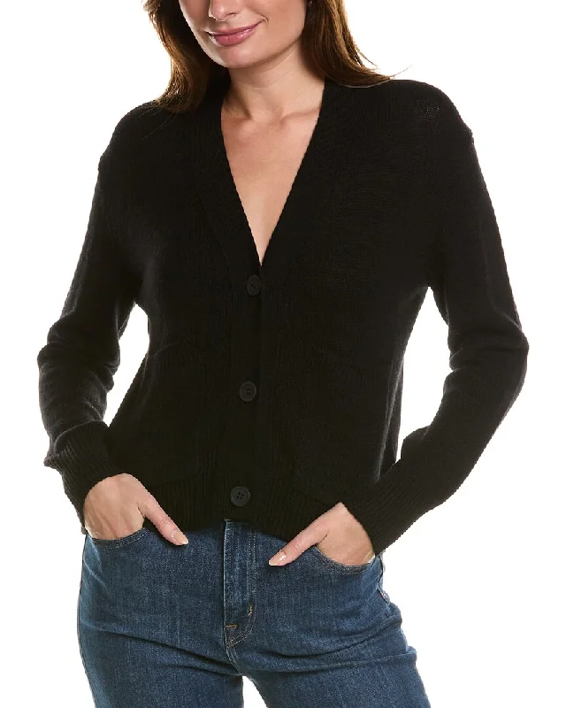 Forte Cashmere Pocket V-Neck Wool & Cashmere-Blend Cardigan Work sweaters