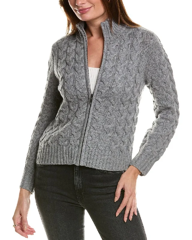 Forte Cashmere Cable Zip Mock Wool & Cashmere-Blend Cardigan Water-resistant sweaters Forte Cashmere Cable Zip Mock Wool & Cashmere-Blend Cardigan Water-resistant sweaters