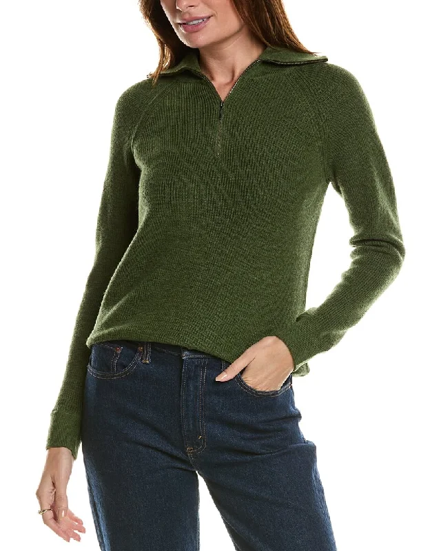Forte Cashmere Rib Mock Neck Wool & Cashmere-Blend 1/2-Zip Sweater Travel sweaters