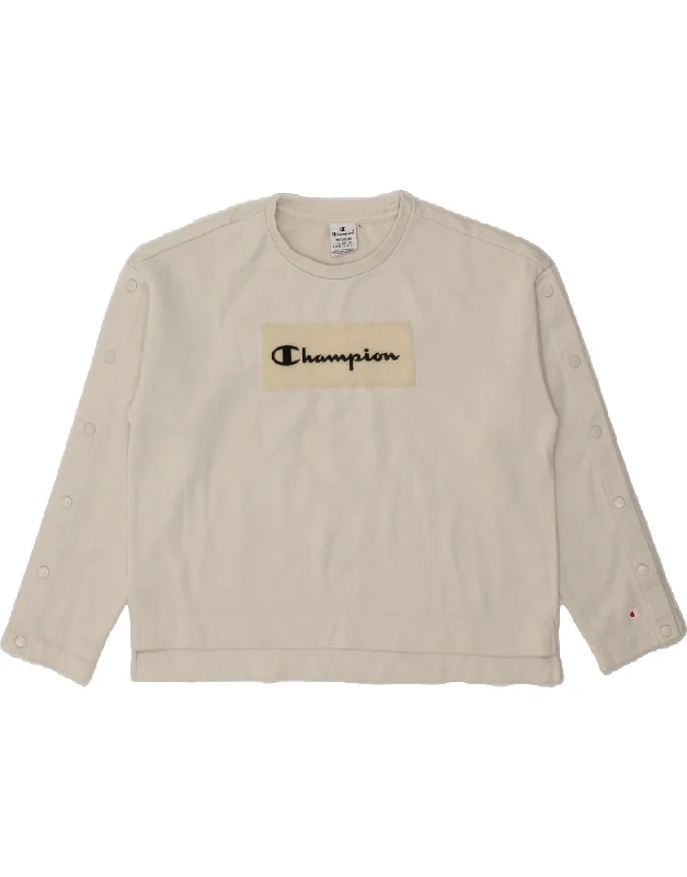 CHAMPION Womens Graphic Sweatshirt Jumper UK 14 Medium White Turtleneck sweaters
