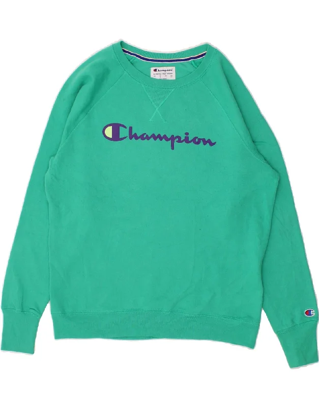 CHAMPION Womens Graphic Sweatshirt Jumper UK 16 Large Green Polyester Boho-style sweaters CHAMPION Womens Graphic Sweatshirt Jumper UK 16 Large Green Polyester Boho-style sweaters