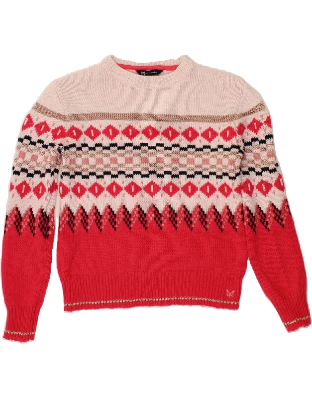 CREW CLOTHING Womens Crew Neck Jumper Sweater UK 12 Medium  Red Fair Isle Casual sweaters
