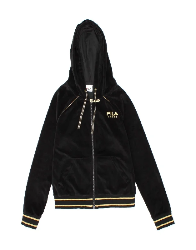FILA Womens Loose Fit Zip Hoodie Sweater UK 6 XS Black Cotton Best sweaters for fall FILA Womens Loose Fit Zip Hoodie Sweater UK 6 XS Black Cotton Best sweaters for fall