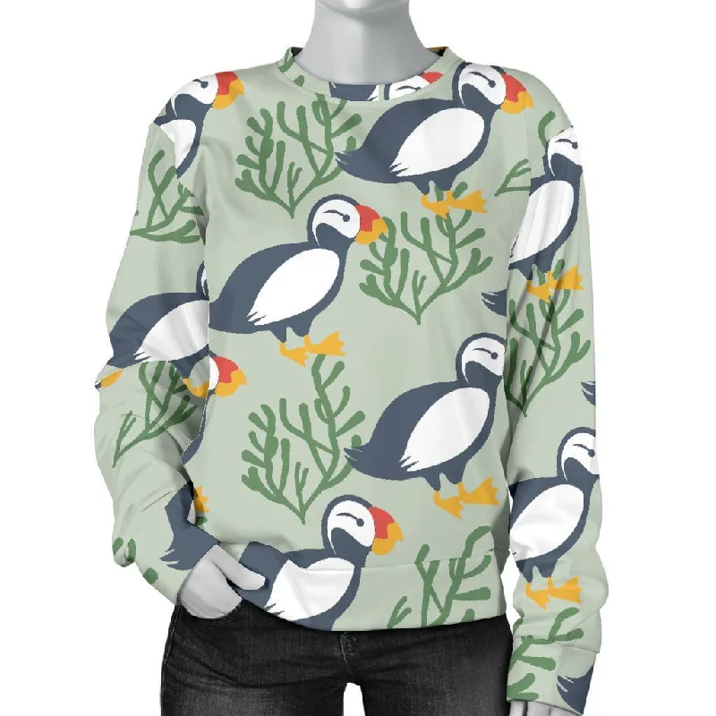 Puffin Cute Pattern Print Women's Sweatshirt Date night sweaters