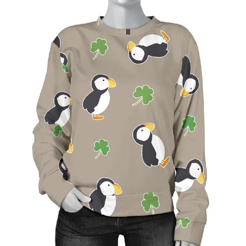Puffin Print Pattern Women's Sweatshirt Vintage sweaters
