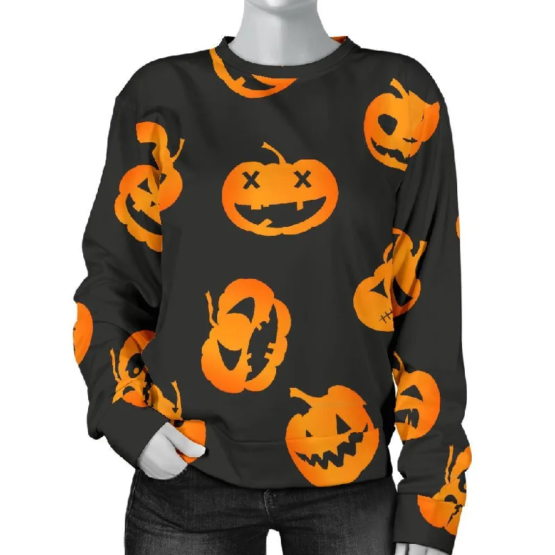 Pumpkin Halloween Pattern Print Women's Sweatshirt Patagonia sweaters