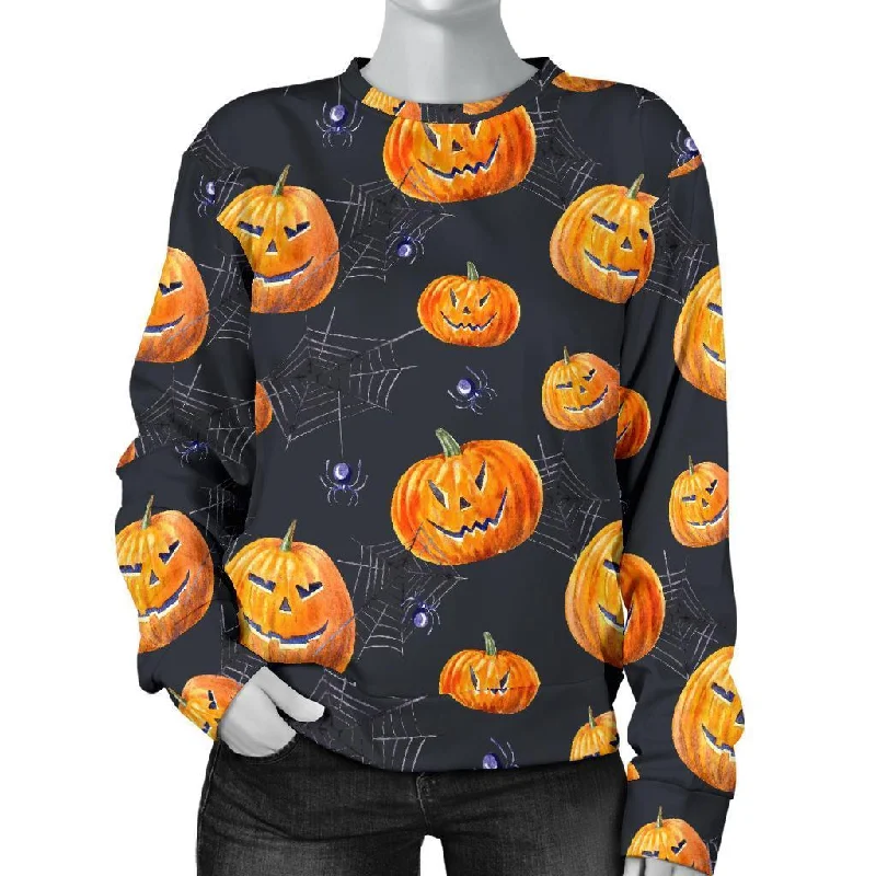 Pumpkin Halloween Print Pattern Women's Sweatshirt Travel sweaters