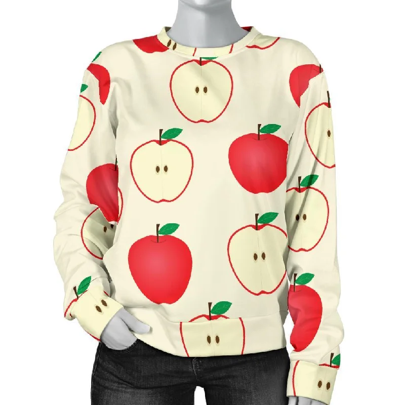 Red Apple Pattern Print Women's Sweatshirt Cropped sweaters