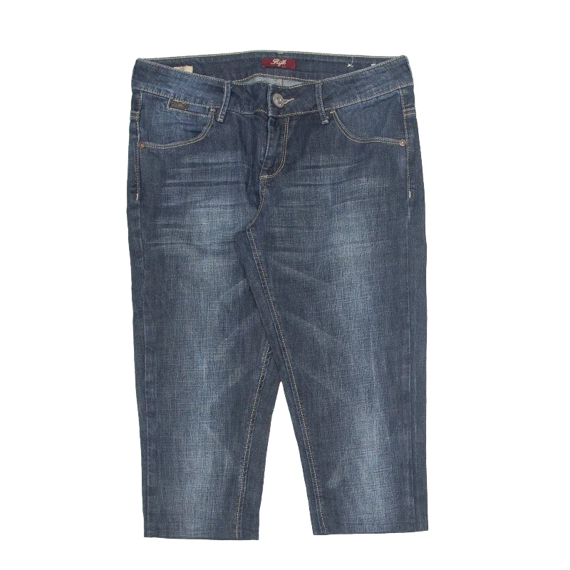 RIFLE 3/4 Length Denim Shorts Blue Slim Womens S W28 Kids' sweaters
