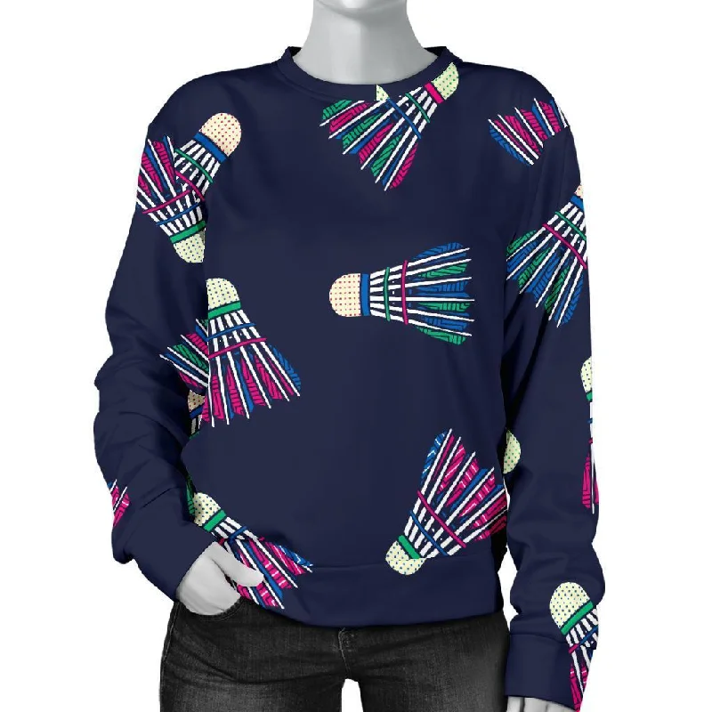 Shuttlecock Badminton Pattern Print Women's Sweatshirt Best sweaters for winter