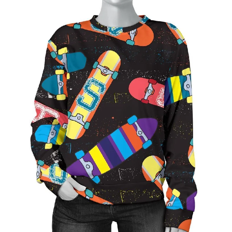 Skateboard Colorful Pattern Print Women's Sweatshirt Cashmere sweaters