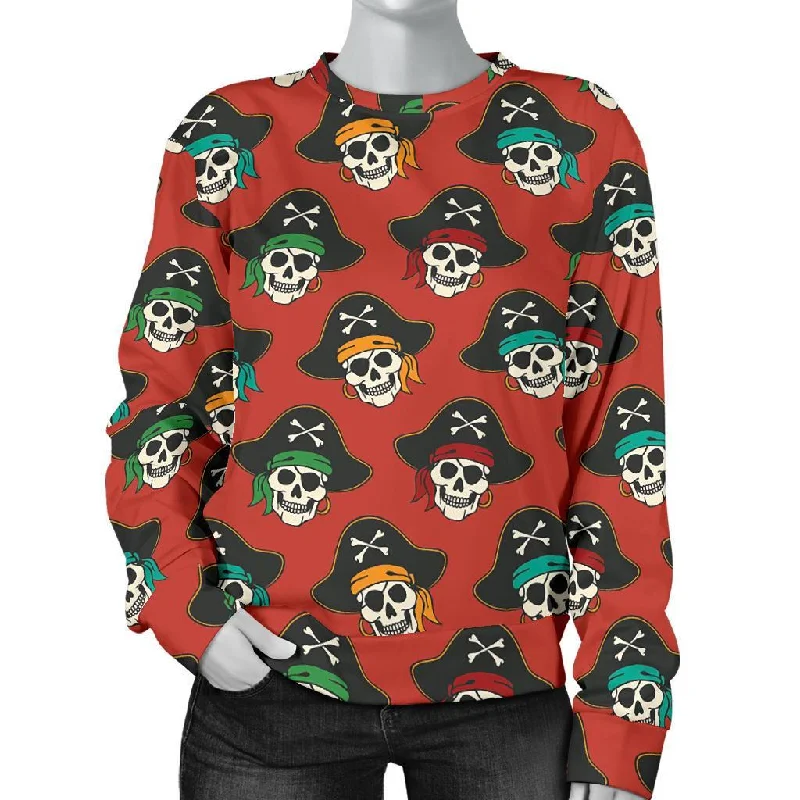 Skull Pirate Print Pattern Women's Sweatshirt Best sweaters for hiking