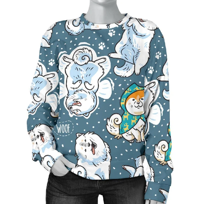 Somoyed Dog Print Pattern Women's Sweatshirt Spring sweaters
