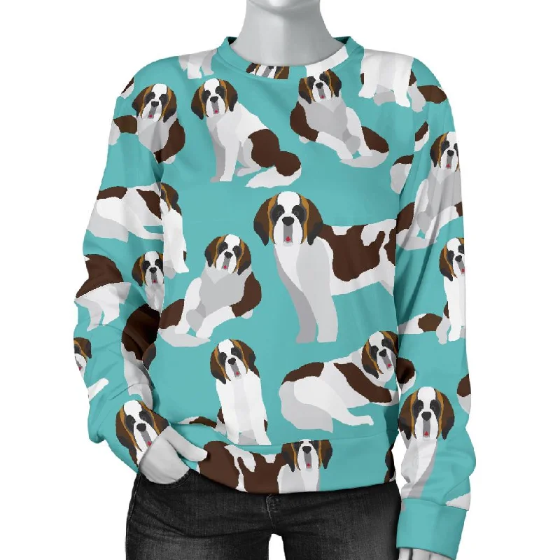 St Bernard Blue Pattern Print Women's Sweatshirt Best sweaters for cozy nights