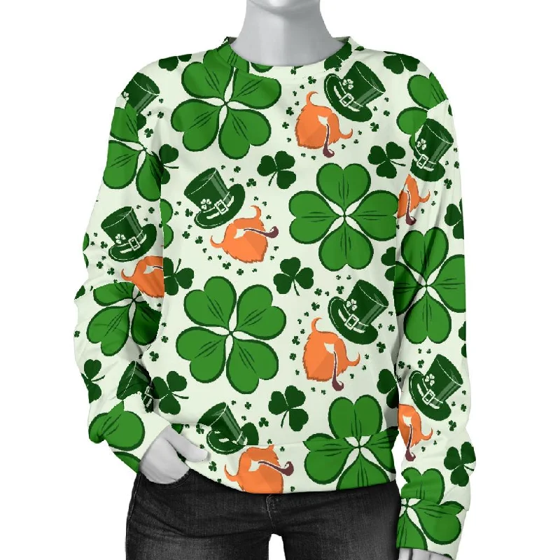 St Patrick's Day Leprechaun Pattern Print Women's Sweatshirt Edgy sweaters