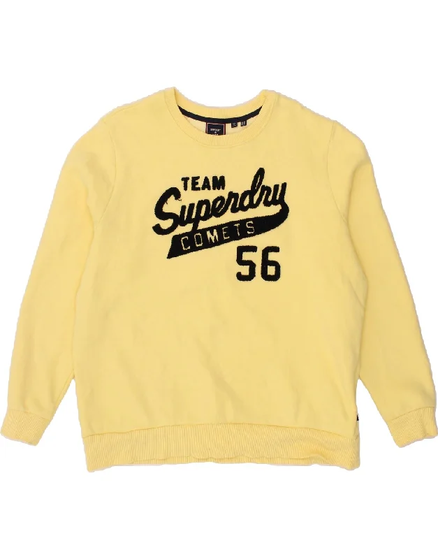 SUPERDRY Womens Oversized Graphic Sweatshirt Jumper UK 16 Large Yellow Knitted sweaters SUPERDRY Womens Oversized Graphic Sweatshirt Jumper UK 16 Large Yellow Knitted sweaters