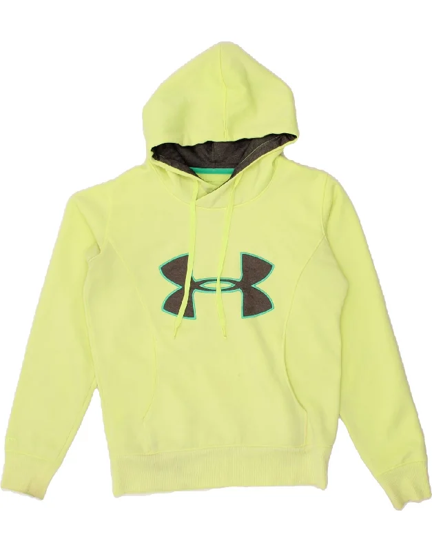 UNDER ARMOUR Womens Oversized Graphic Hoodie Jumper UK 6 XS Green Thermal sweaters
