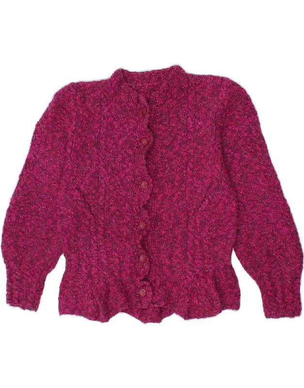VINTAGE Womens Cardigan Sweater UK 12 Medium Burgundy Flecked Softest cashmere sweaters
