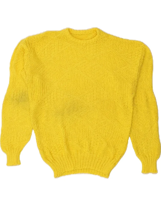 VINTAGE Womens Crew Neck Jumper Sweater UK 16 Large Yellow Best sweaters for formal occasions
