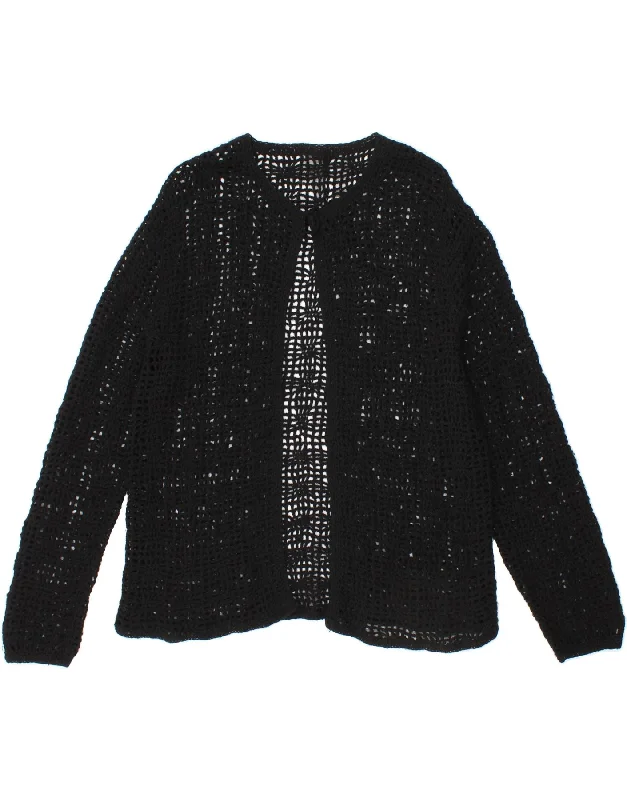 VINTAGE Womens Crochet Cardigan Sweater UK 14 Medium Black Warm sweaters