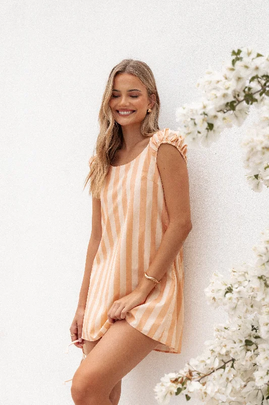 Pammy Mini Dress - Terracotta Stripe Birthday mini dresses