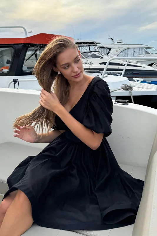 Pleated Sleeve Full Skirt Mini Dress Date night mini dresses