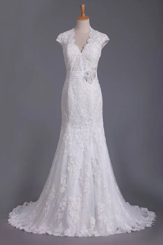 2024 V Neck Wedding Dress Open Back Mermaid/Trumpet With Lace Skirt PJK9HKGR Vintage Style Dress 2024 V Neck Wedding Dress Open Back Mermaid/Trumpet With Lace Skirt PJK9HKGR Vintage Style Dress