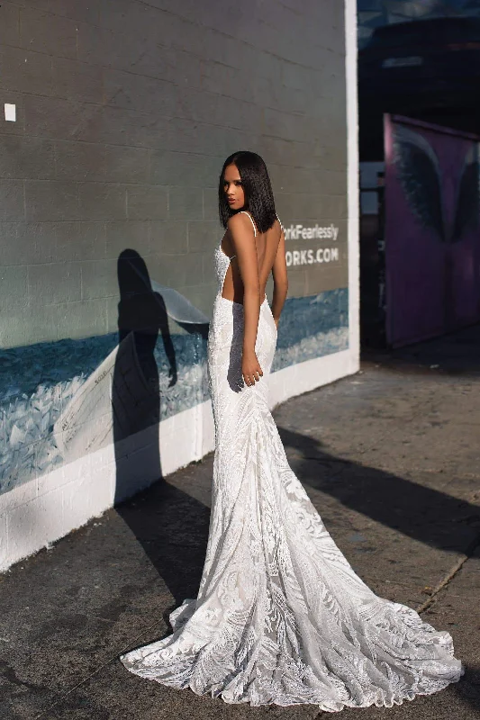 Janice Sequins Gown - White Vintage Wedding Gown