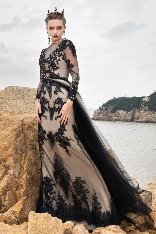 Trumpet-Mermaid Court Train Tulle Wedding Dress CW2319 Empire Waist Dress