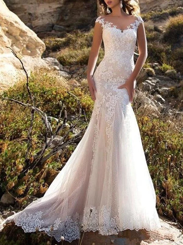 Wedding Dress 2021 V Neck Mermaid Sleeveless Lace Embellishment Classic Bridal Gowns With Train Beaded Lace Wedding Wedding Dress 2021 V Neck Mermaid Sleeveless Lace Embellishment Classic Bridal Gowns With Train Beaded Lace Wedding