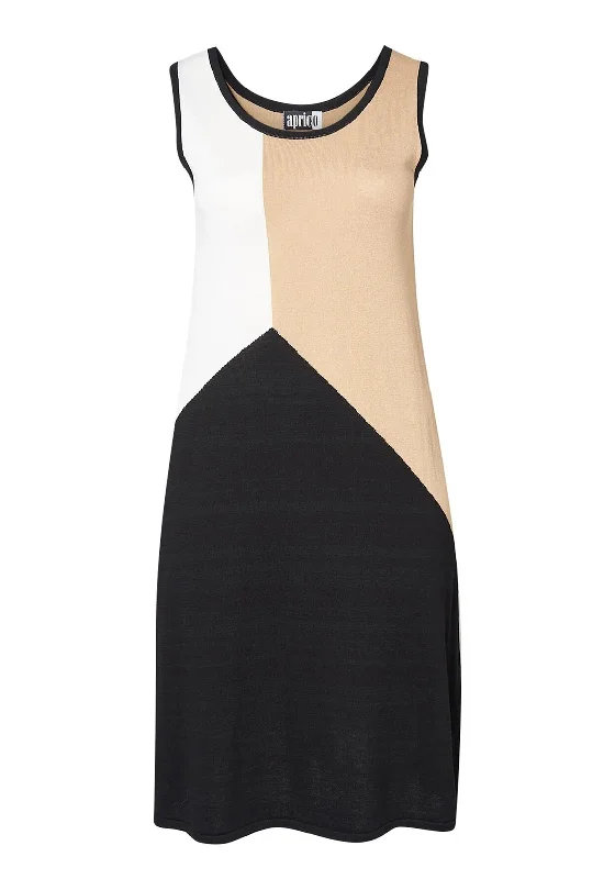 Aprico Curve Paurora Colour Block Knit Midi Dress, Black Red carpet midi dresses