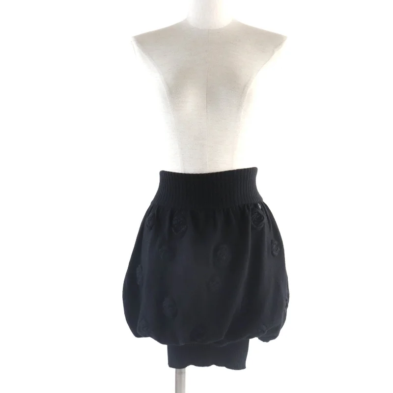 Chanel Camellia COCO Button Knit Skirt Black 34 Cotton unclassified skirts