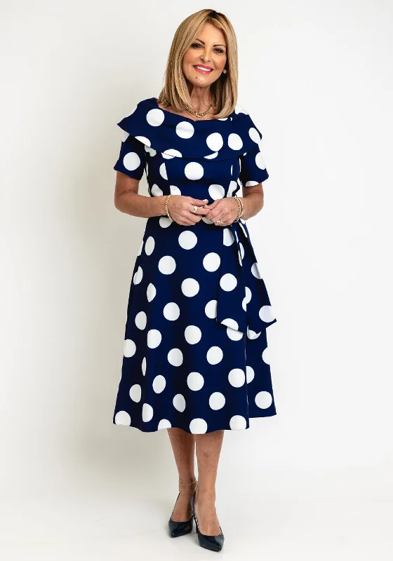 Coco Doll Hasta Polka Dot Midi Dress, Navy Sexy little black midi dresses