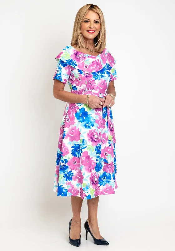 Coco Doll Hasta Floral Print Midi Dress, Pink Versatile midi dresses for all occasions Coco Doll Hasta Floral Print Midi Dress, Pink Versatile midi dresses for all occasions