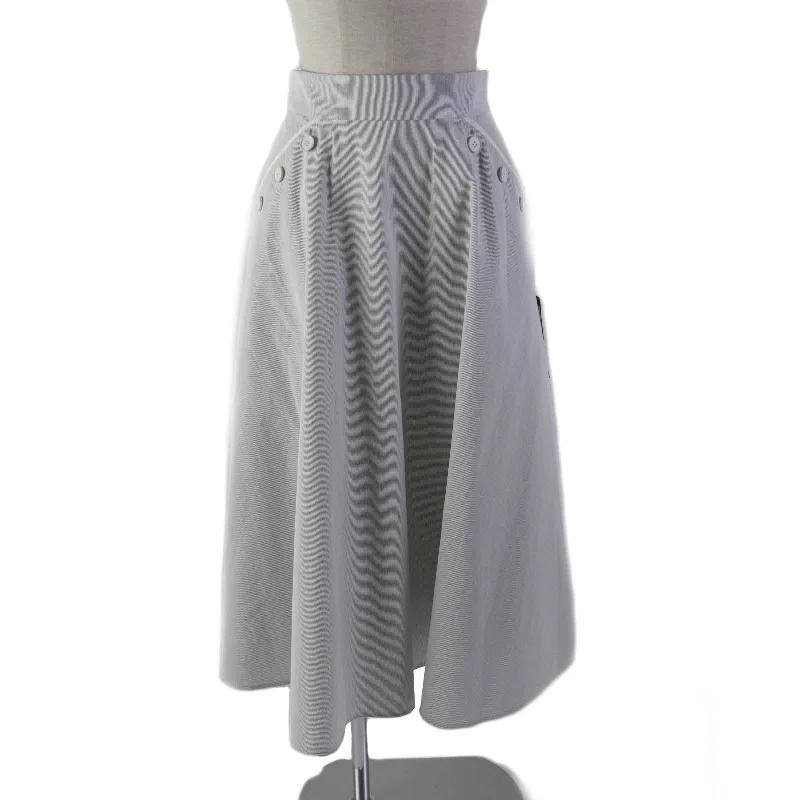 FOXEY JURA Cotton Cupra Stripe Flare Skirt Gray 38 Casual chic unclassified skirts