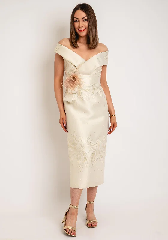 Gabriela Sanchez Jacquard Pencil Midi Dress, Beige Affordable midi dresses