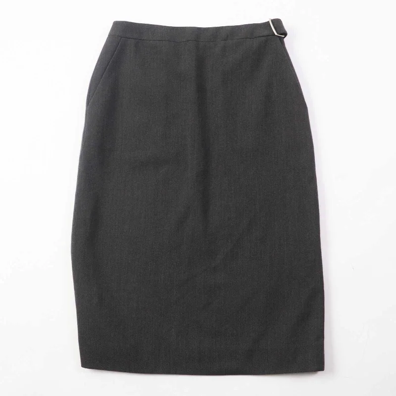 HERMES Wool Silk Tight Skirt Dark Gray 36 Leather unclassified skirts