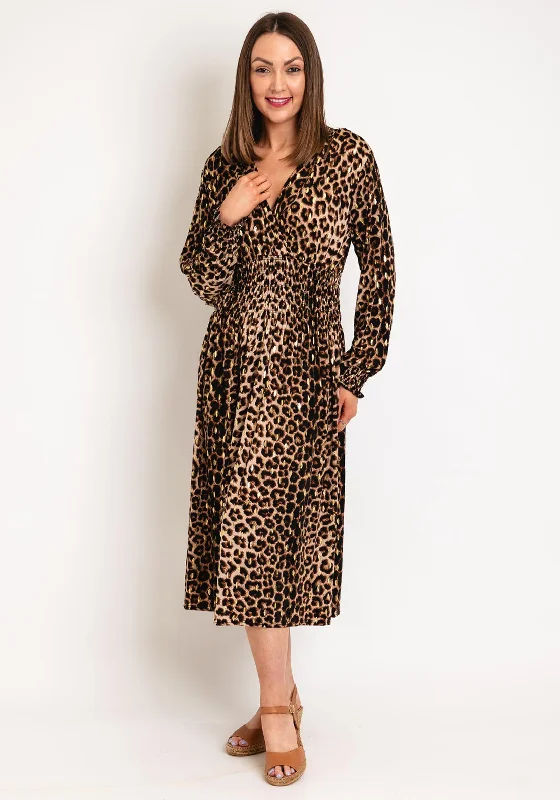 Serafina Collection One Size Leopard Prin Midi Dress, Brown Best midi dresses for casual wear Serafina Collection One Size Leopard Prin Midi Dress, Brown Best midi dresses for casual wear