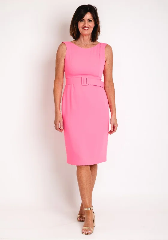 Laura Bernal Round Neck Pencil Midi Dress, Hot Pink Summer midi dresses