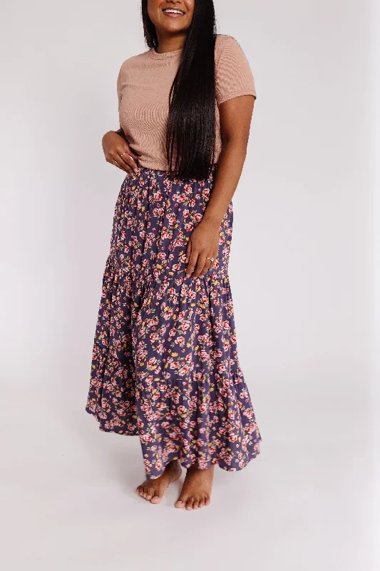 Mabel Skirt in Navy Floral Dark color unclassified skirts
