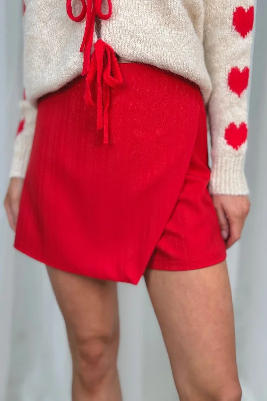 Maria Wrap Skort In Red Low-rise unclassified skirts