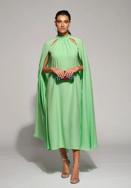 Moskada Mimosa Cape Sleeve Midi Dress, Green Winter midi dresses
